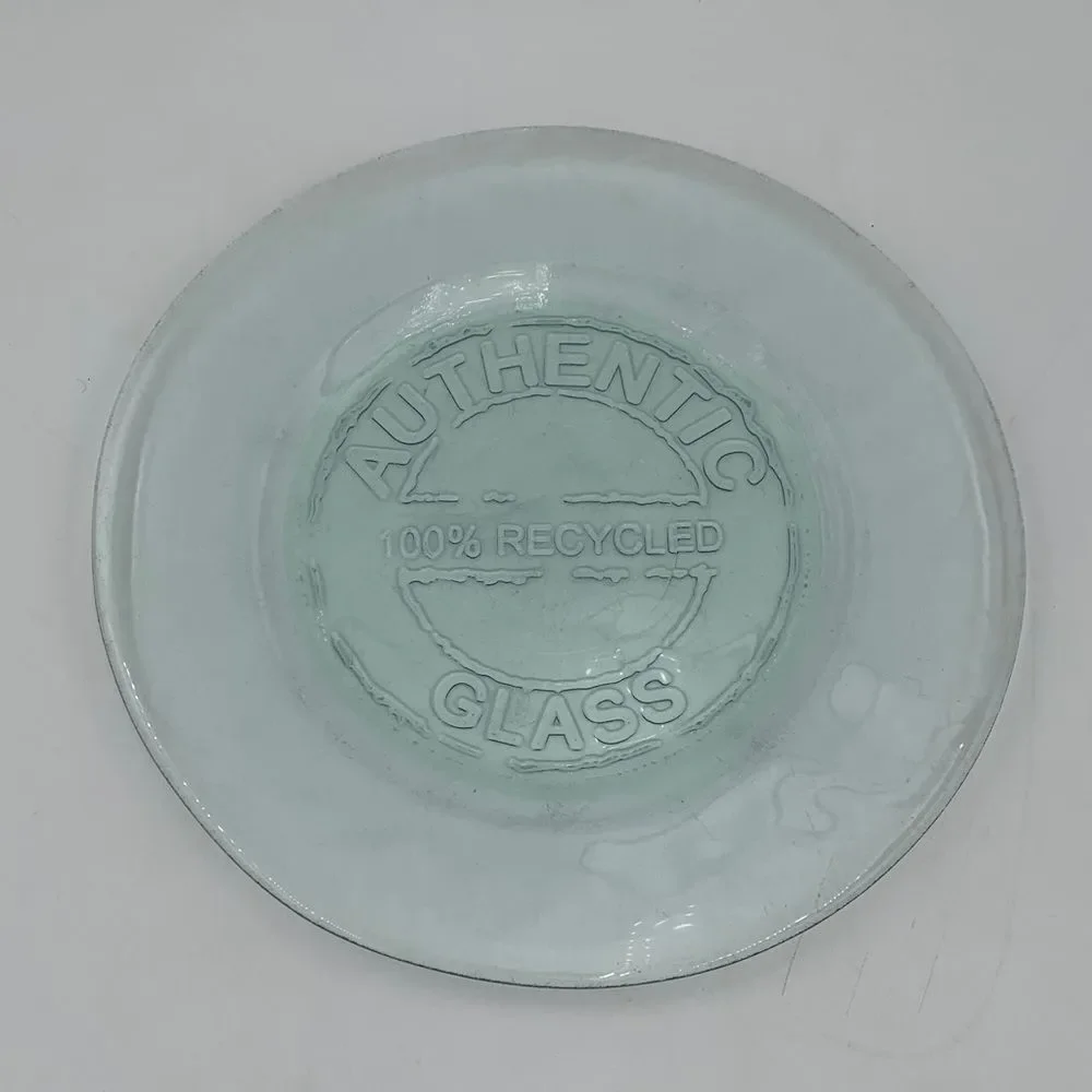 Authentic Recycled Glass Dinner Plates – Green Embossed, Made in Spain ONE plate